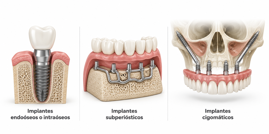 Tipos de implantes dentales según su colocación