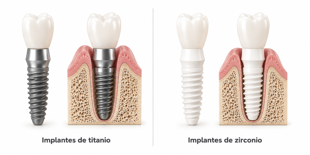 Tipos de implantes dentales según el material